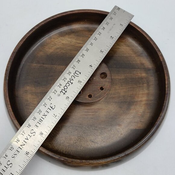 Mid Century MCM Dark Wood Nut Bowl with Nutcracker and 6 Picks - Picture 9 of 10